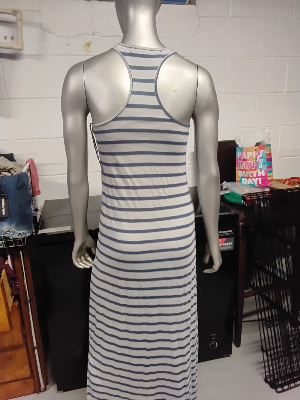Free Peopel Beach Striped Blue and White Maxi Tank Dress